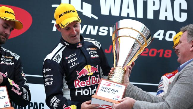 Jamie Whincup after winning in Townsville last year. Picture: Alix Sweeney