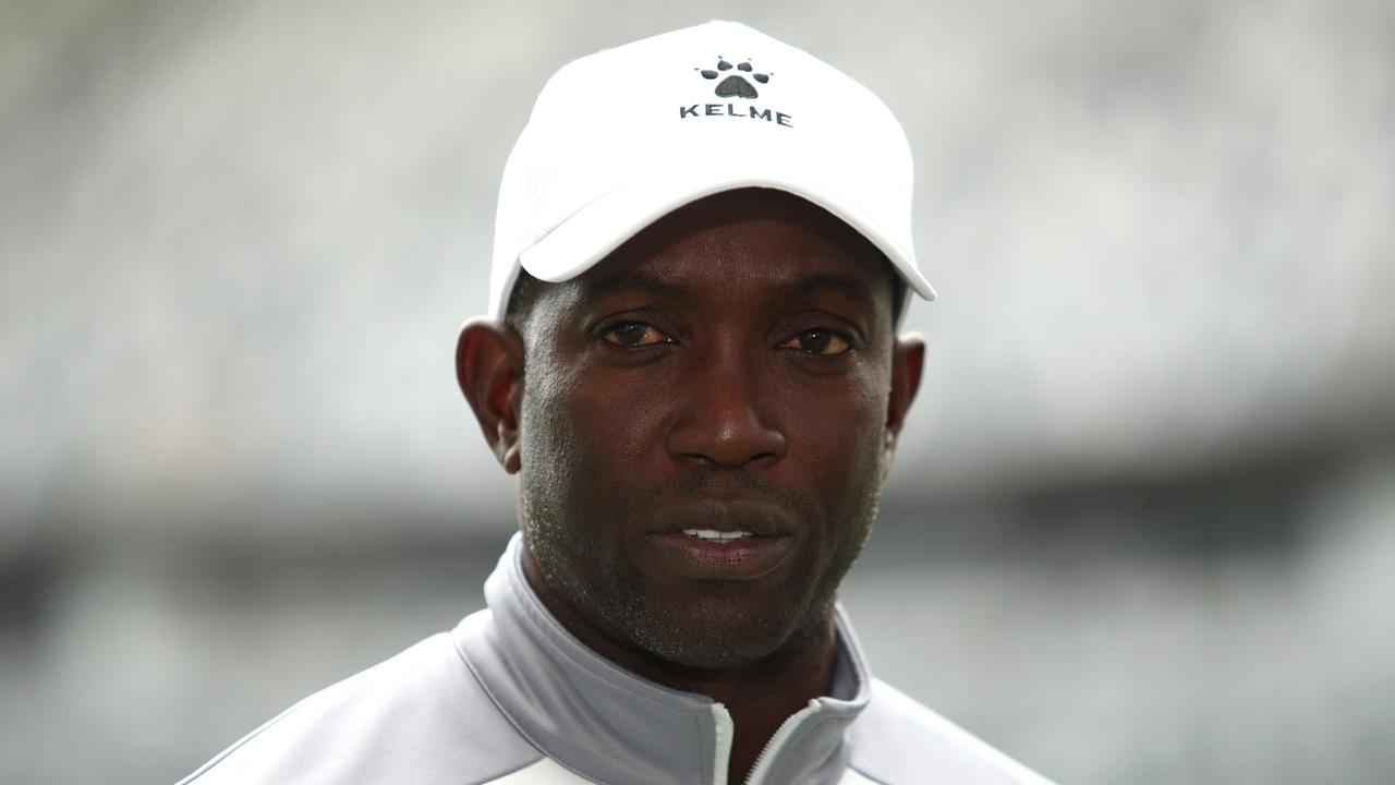 SYDNEY, AUSTRALIA - SEPTEMBER 30: Dwight Yorke head coach of Macarthur FC looks on during an Australia Cup Final media opportunity at CommBank Stadium on September 30, 2022 in Sydney, Australia. (Photo by Jason McCawley/Getty Images)