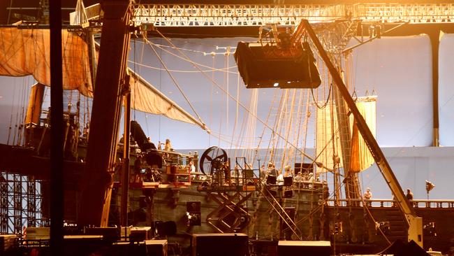 Work has ground to a halt on the Gold Coast set of Pirates of the Caribbean: Dead Men Tell No Tales. Picture: Mike Batterham
