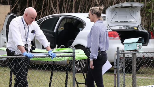 Police investigate at a shooting at Waterford West. Picture: Liam Kidston.