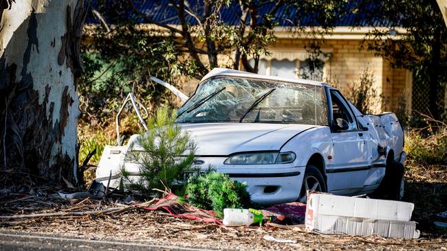 The scene of the fatal accident on Angaston Road, Nurioopta. Picture: Mike Burton