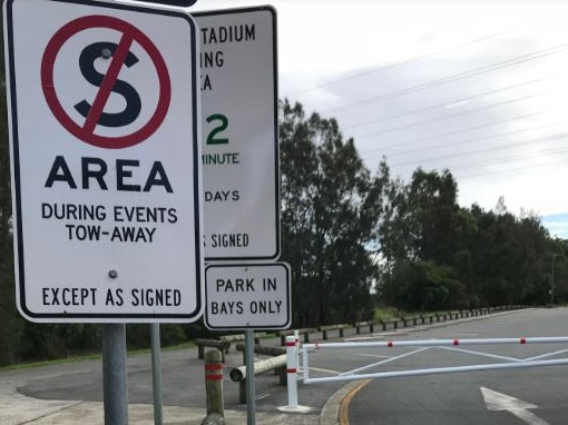 A sign that states the area is a tow-away zone during events. 