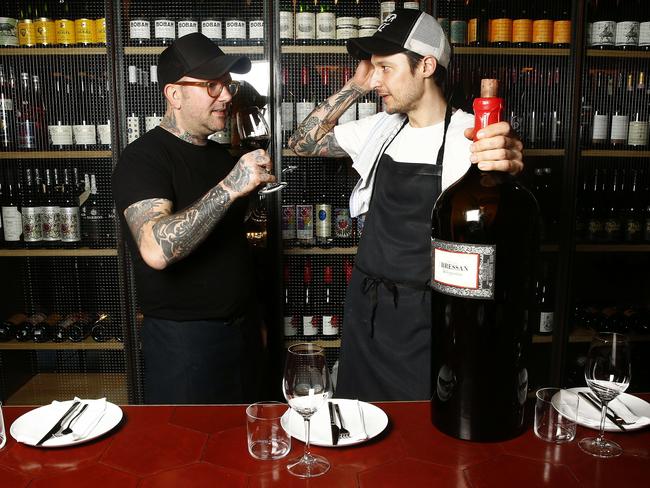 Wyno’s Ben Milgate and Elvis Abrohanowicz behind the bar. Picture: John Appleyard