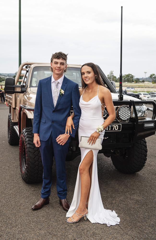 Graduate Jack Dwyer is partnered by Ellie Horton at The Industry School formal at Clifford Park Racecourse, Tuesday, November 12, 2024. Picture: Kevin Farmer