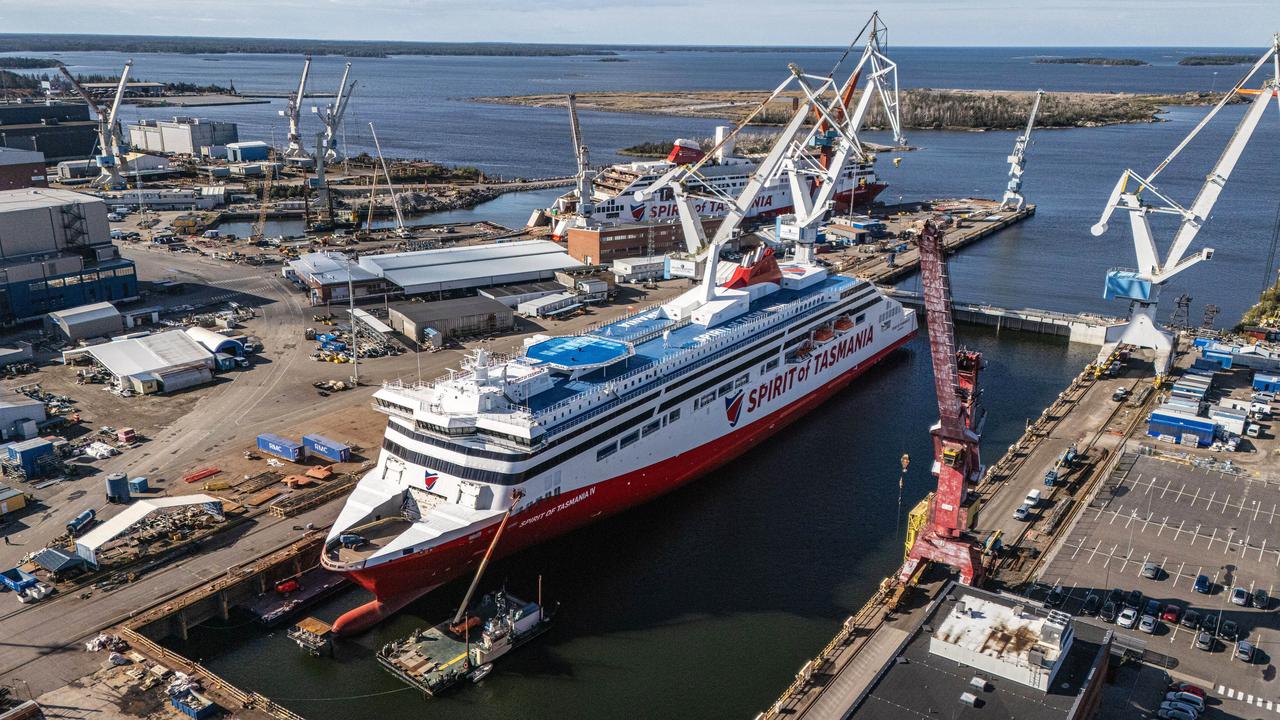 The new TT Line boat Spirit of Tasmania IV in Finland. Picture: Rauma Marine Constructions