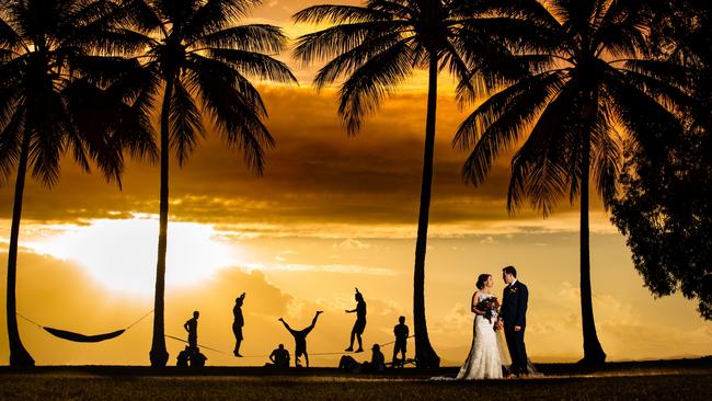 Rochelle and Doug Ryan sharing Rex Smeal Park in Port Douglas with a few slackliners. Picture: Perspectives Photography