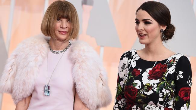 Icon arrives ... Vogue editor Anna Wintour arrives with Bee Shaffer. Picture: AP