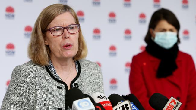 NSW chief health officer Dr Kerry Chant and Premier Gladys Berejiklian. (Photo by Lisa Maree Williams/Getty Images)