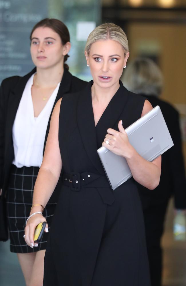 Roxy Jacenko leaving the court at the lunch break. Picture John Grainger