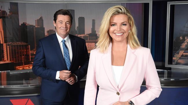 Rebecca Maddern and Mike Amor host Seven’s weekend 6pm news. Picture: Josie Hayden.