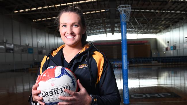 Matrics captain and goal shooter Laura Packard’s skills is set to get fans excited about the season starting this year. Picture: AAP/Mark Brake