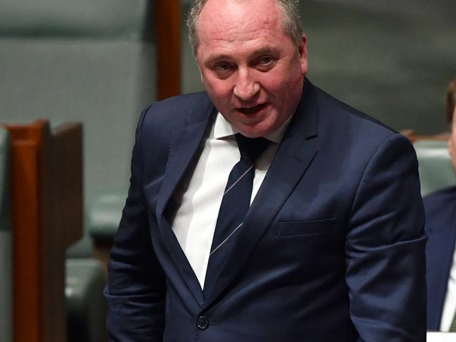 Nationals member for New England Barnaby Joyce asks a question during Question Time in the House of Representatives at Parliament House in Canberra, Thursday, March 5, 2020. (AAP Image/Mick Tsikas) NO ARCHIVING