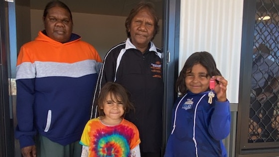 Hermannsburg/Ntaria residents Shirlene and Justine and their family received one of the 42 new homes built in Hermannsburg.