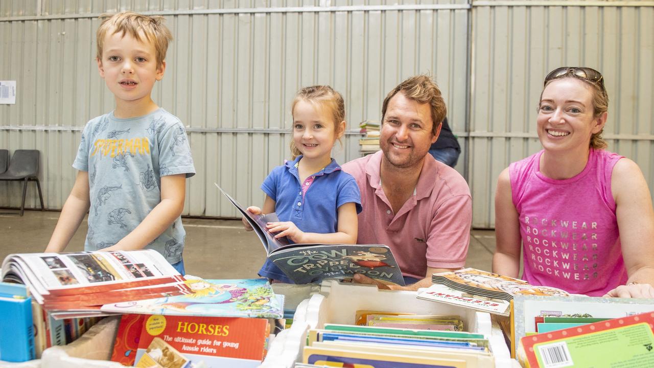 (from left) George, Stella, Ben and Bec Reardon at the Chronicle Lifeline Bookfest 2022. Saturday, March 5, 2022. Picture: Nev Madsen.