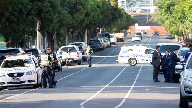 The road remains in lockdown after the shocking incident. Picture: Sarah Matray