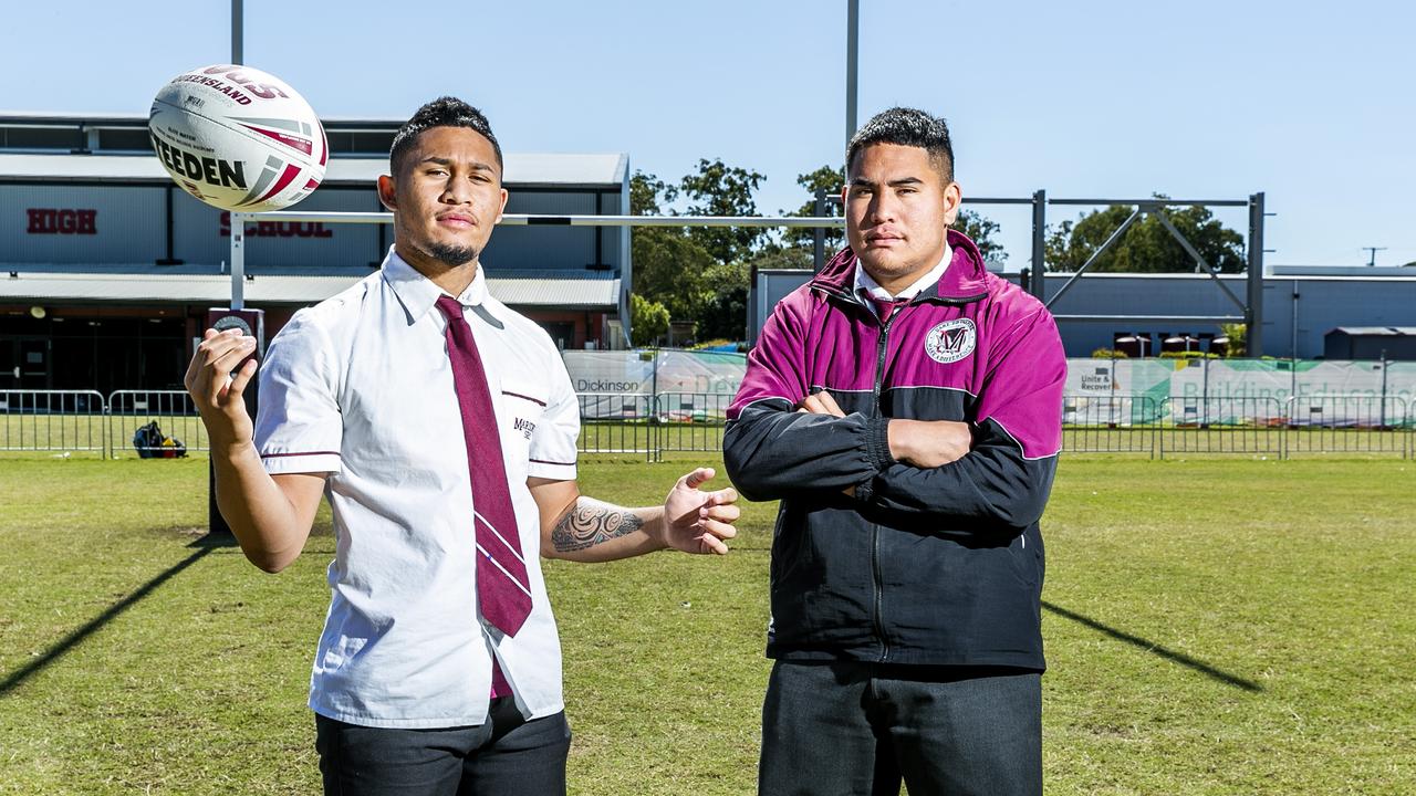 Marsden State High School students Will Semu and Taelon Te Whiu Hopa are big junior signings for the Titans. Picture: Richard Walker