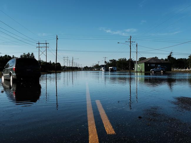 A flooded street in Orange, Texas.