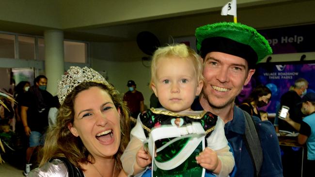 Michelle, Isabella and Brad McDonald at Spooky Nights at Sea World, Main Beach. Picture: Regina King