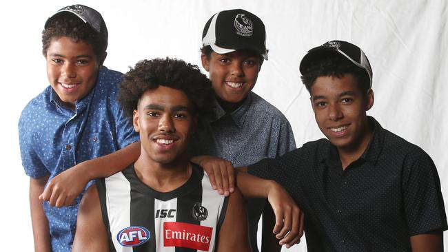 Isaac Quaynor with brothers Luke, Matthew and Ben. Picture: Michael Klein