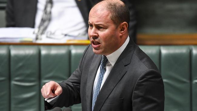 Treasurer Josh Frydenberg, in Canberra to deliver the budget update, will be expected to don a mask to and from the office, but not while speaking. Picture: AAP