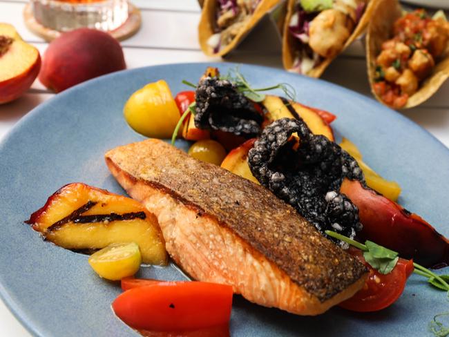 Grilled salmon with peaches. Picture: Jenifer Jagielski