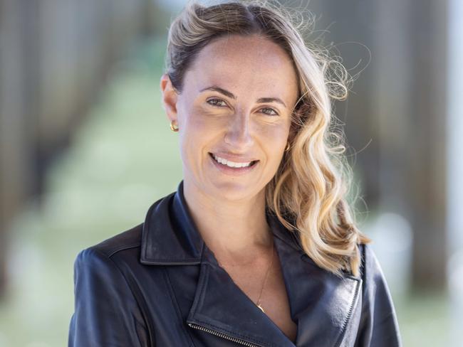 September 15, 2024: Sarah Game, One Nation MP with her children at Brighton Beach. Picture: Kelly Barnes