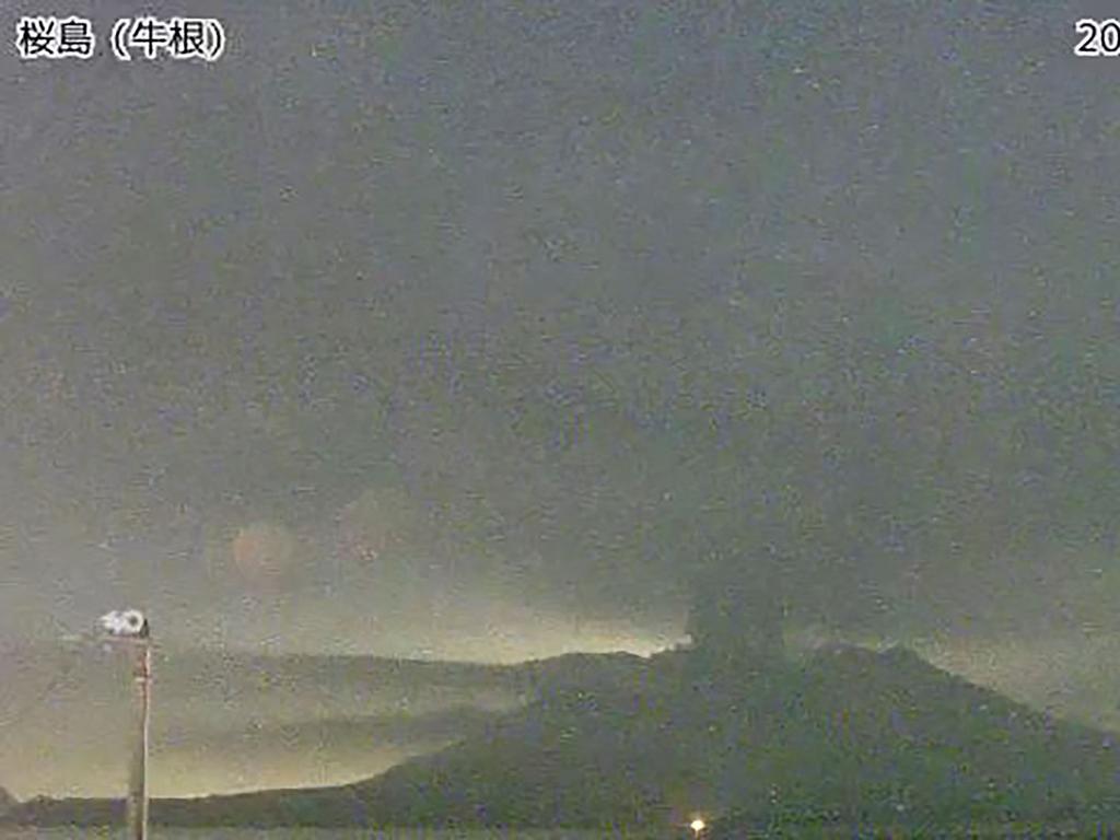 Live footage of Japan Meteorological Agency surveillance camera shows the Sakurajima eruption in Kagoshima prefecture. Picture: AFP