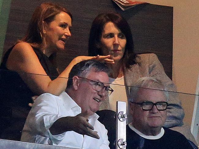 2021 AFL Football Round One - Collingwood Magpies V Western Bulldogs. Eddie McGuire watches on with Peter Gordon. Picture: Mark Stewart