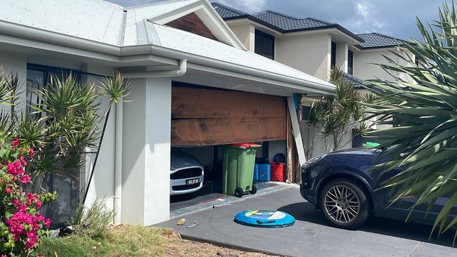 Scene of a home invasion at North Bank Court, Helensvale during which a Maserati was stolen and a Porsche damaged. Picture: Lea Emery