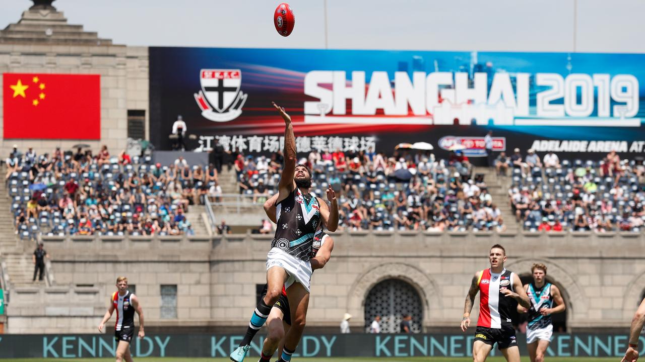 The Power and Saints do battle in Shanghai. Picture: Michael Willson/AFL Photos