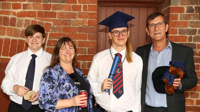 The Bennett family, Michael, left, Bronwyn, William and Russ at the Deakin University Graduation post ceremony celebration. Picture: Alison Wynd