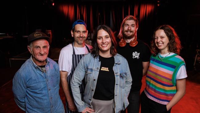 Owner of The Great Club Alison Avron (centre) with supporters (left to right) Mick Rego, Marcus Hadnum, Jack Haycroft and Cassie Benco. Picture: Justin Lloyd.