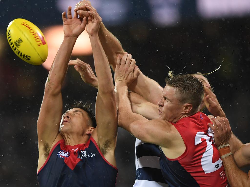 Melbourne failed to capitalise on its forward line entries against Geelong. Picture: AAP Images 