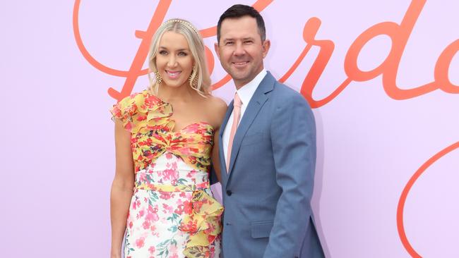 Ricky and Rianna Ponting attend Oaks Day at Flemington.