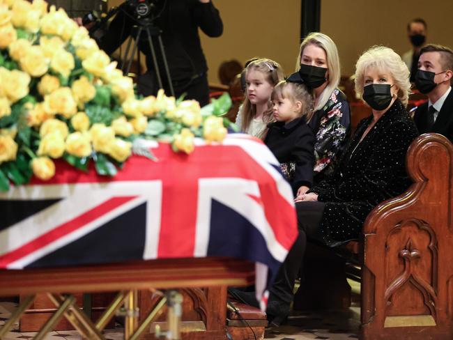 Patti and Lauren during the service. Picture: David Caird