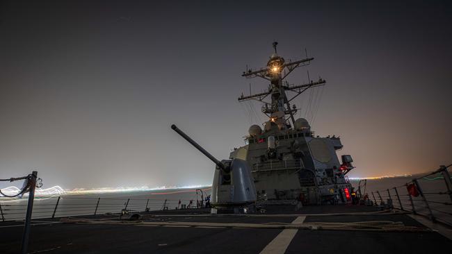 The USS Carney shot down 14 drones over the weekend. Picture: US Department of Defence / AFP.