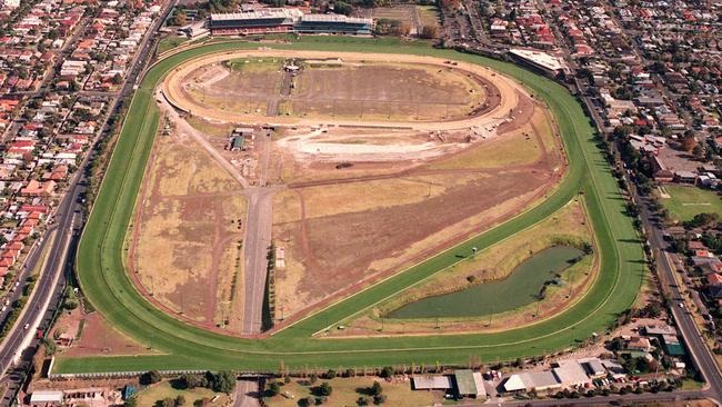 Aerial view of Moonee Valley racecourse in Melbourne.