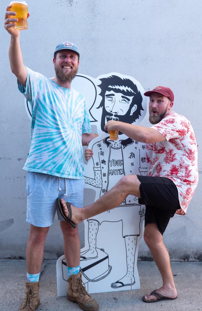 Your Mates co-owners Matt Hepburn and Christian McGarry celebrate the success of their signature beer Larry.