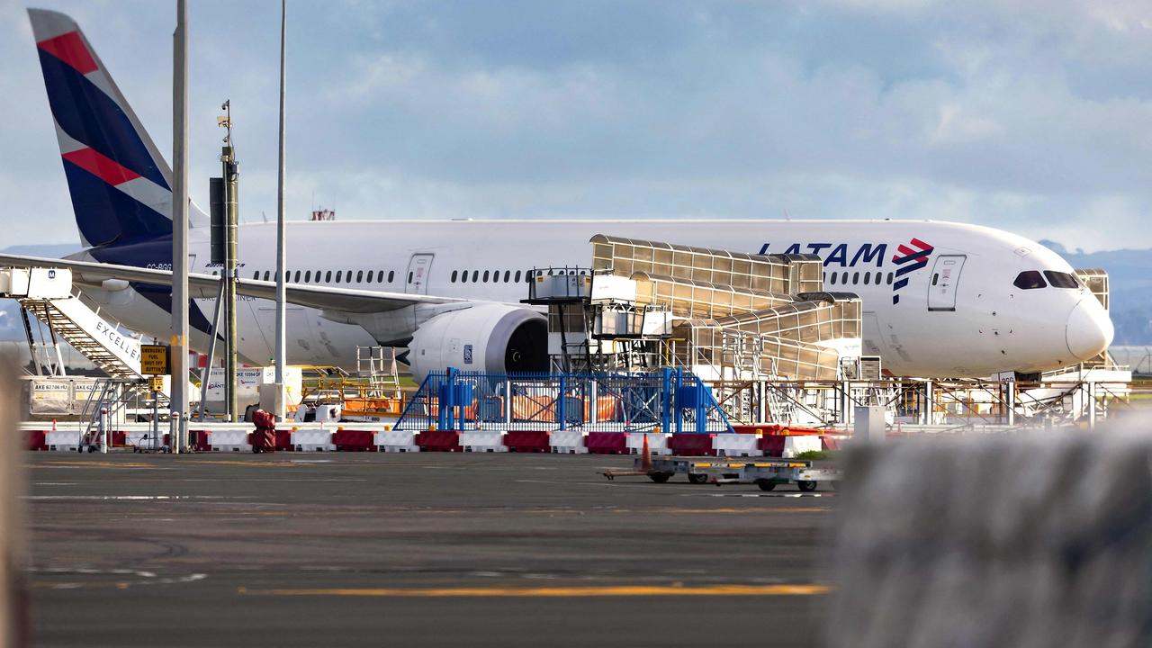 The LATAM Airlines Boeing 787 that suddenly lost altitude mid-flight from Sydney to Auckland on March 11. Picture: Brett Phibbs/AFP