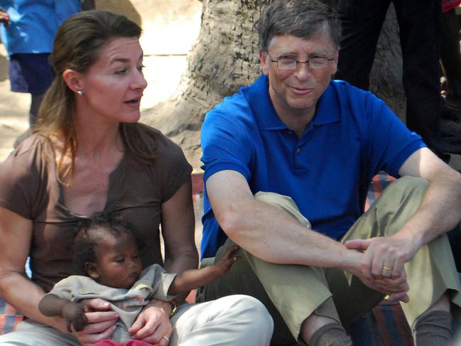 Bill and Melinda Gates during a visit to India's Bihar's state. Picture: AFP.