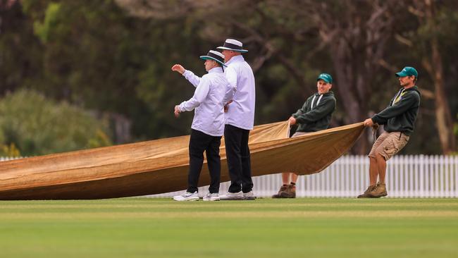 Covers were needed at one cricketer’s house on Saturday. (Photo by Mark Evans/Getty Images)