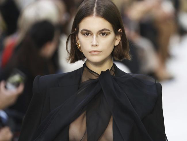 Model Kaia Gerber wears a creation as part of the Valentino Ready To Wear Spring-Summer 2020 collection, unveiled during the fashion week, in Paris, Sunday, Sept. 29, 2019. (Photo by Vianney Le Caer/Invision/AP)
