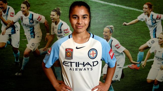We’re going to hear plenty of the name Jacynta Galabadaarachchi, Melbourne City’s teen prodigy. The commentators better get it right. Picture: Nicole Garmston