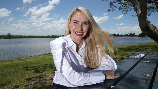 Brooke Vitnell, Liberal candidate for Paterson, on the banks of the picturesque Hunter River at Raymond Terrace. Picture: Peter Lorimer