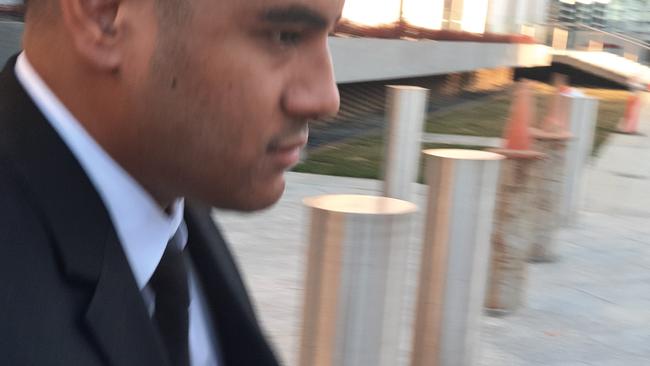 Queanbeyan Whites rugby union player Ropati Dominic 'Dom' Finau leaves the ACT Supreme Court on the first day of his rape trial. Picture: Craig Dunlop