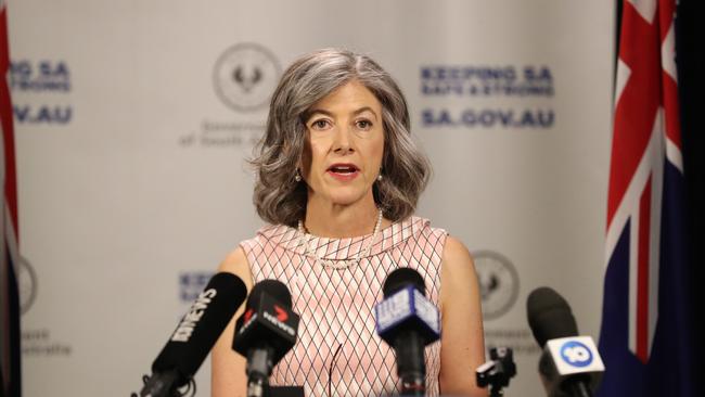 Chief public health officer Nicola Spurrier said it was a security guard at Peppers who first contracted the virus, not a cleaner as earlier suggested. Picture: Tait Schmaal