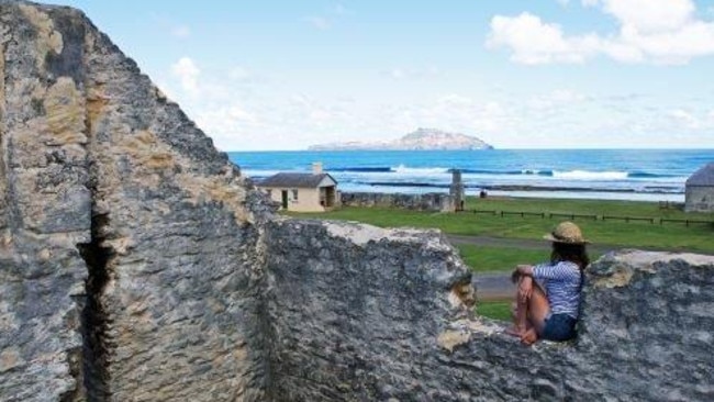 View towards Philip Island from Kingston's ruins on Norfolk Island.