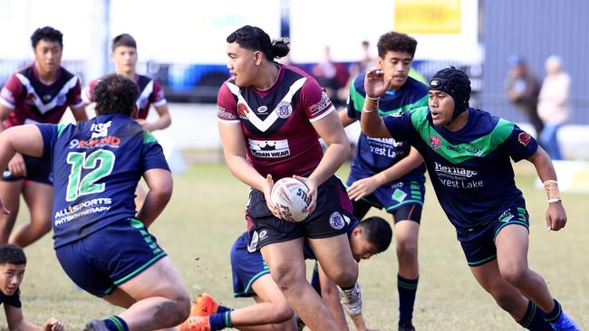 Dante Te Whiu-hopa In action during the Walters Cup Year 10 Rugby League match b between Marsden State High at Forest Lake. Pics Adam Head