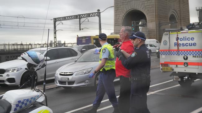 Alan Glover was granted bail after being arrested on Sydney Harbour Bridge on Wednesday. Picture: Michelle Haywood