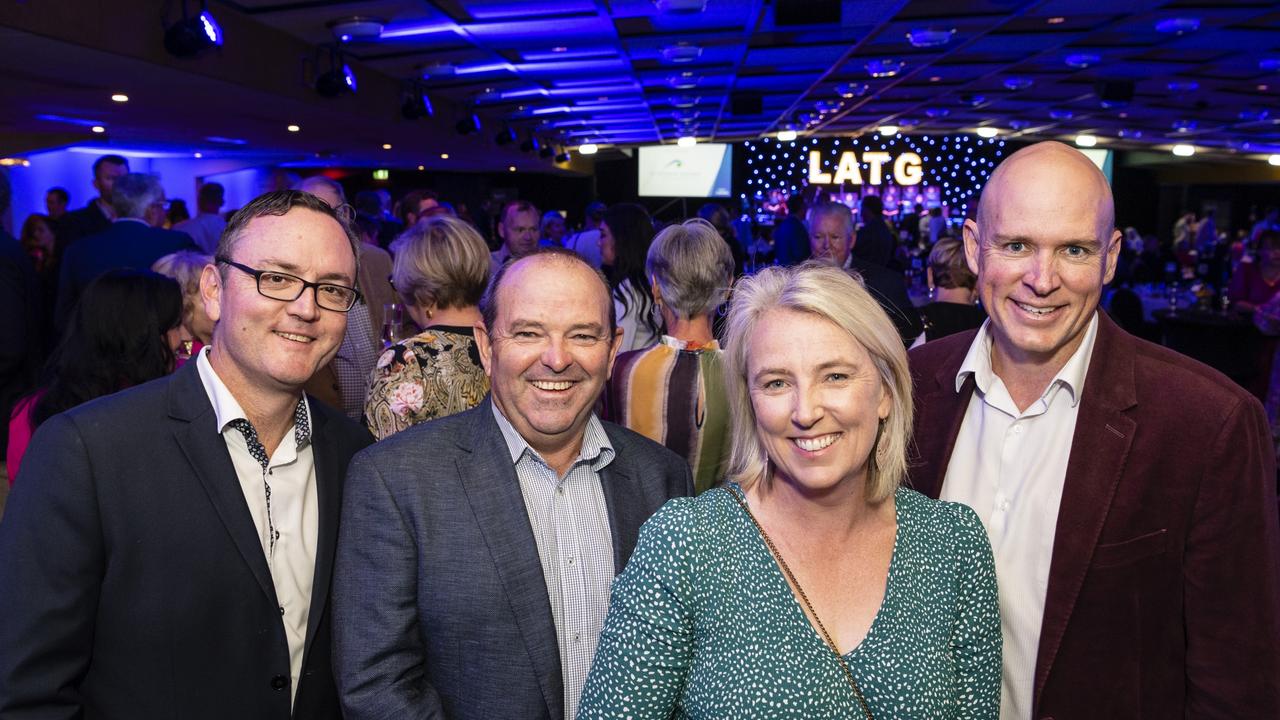 At the Legends at their Game luncheon representing TSBE are (from left) Daniel McNamara, Justin Heaven, Katie Williams and Shamus Garmany hosted by Toowoomba Hospital Foundation at Rumours International, Friday, May 5, 2023. Picture: Kevin Farmer